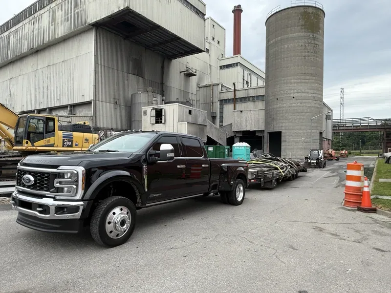 Our truck at a plant for an equipment pickup