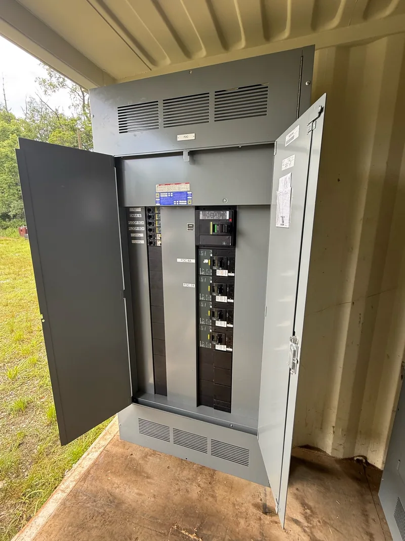 An outdoor panel opened for inspection