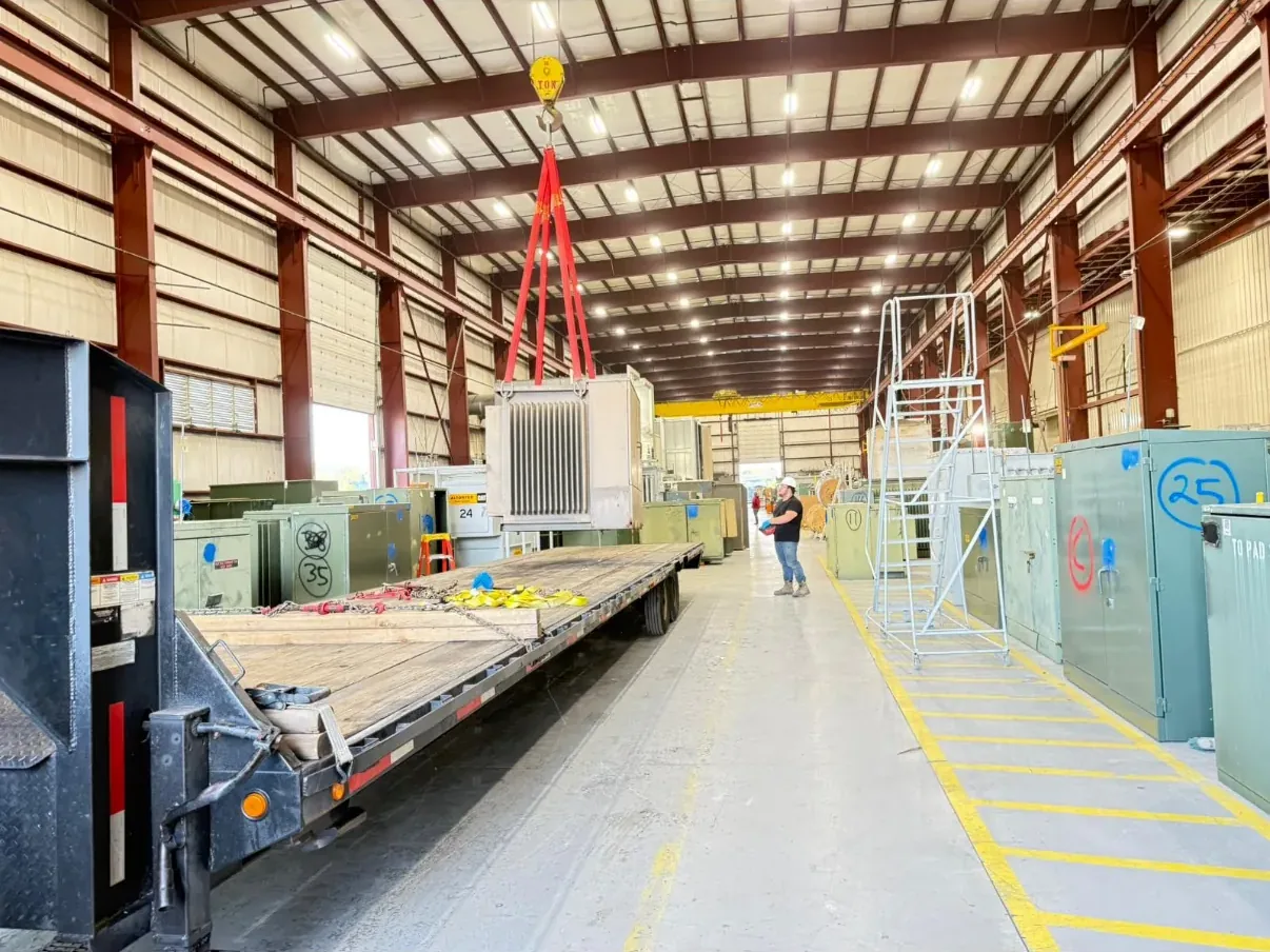 A plant electrical aisle during a shutdown