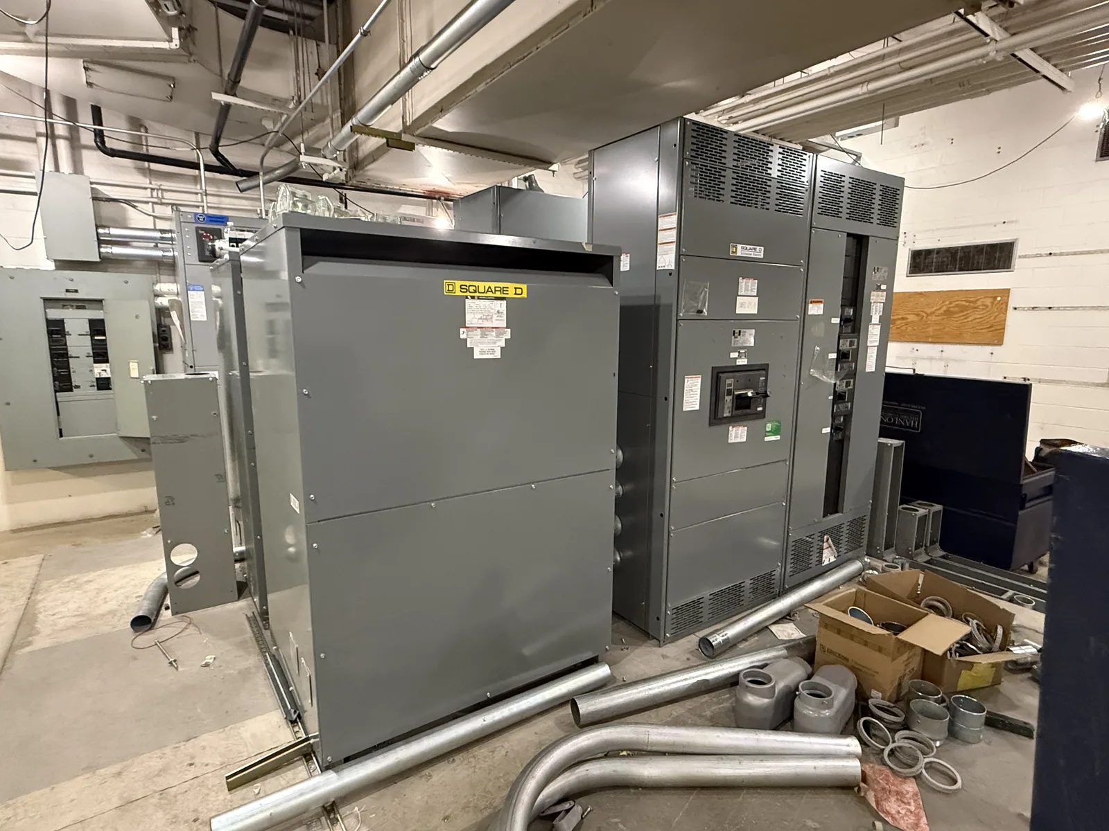 Switchgear installed in an industrial plant room